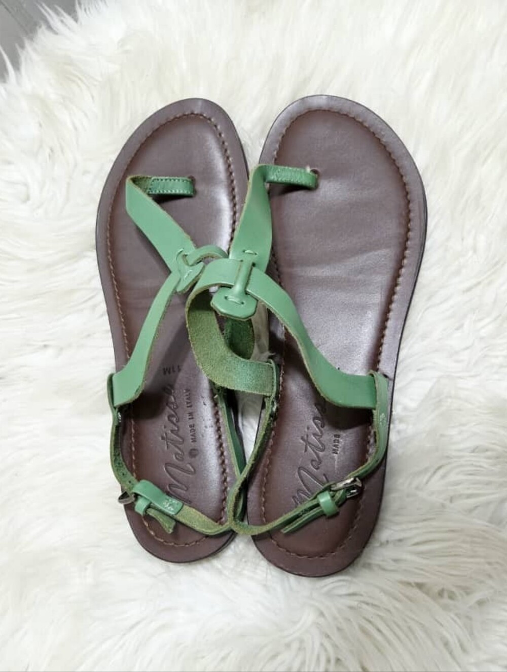 Matisse Italy Green Strappy Leather Toe Loop Ring Gladiator Slingback Sandal 11M